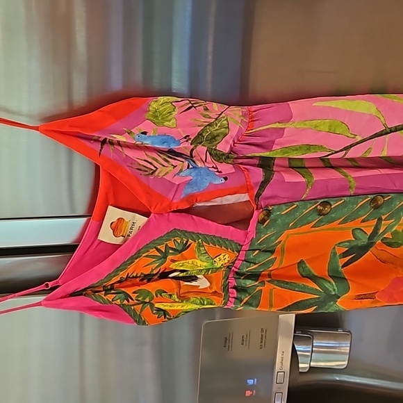 💕FARM RIO💕 Double Scarves Midi Dress ~ Bahia Girls Scarf + Tropical Scarf XS - Picture 13 of 16